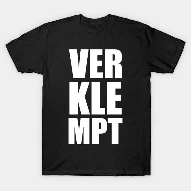 VERKLEPMT Yiddish Trendy Vertical Large Typography T-Shirt by BubbleMench